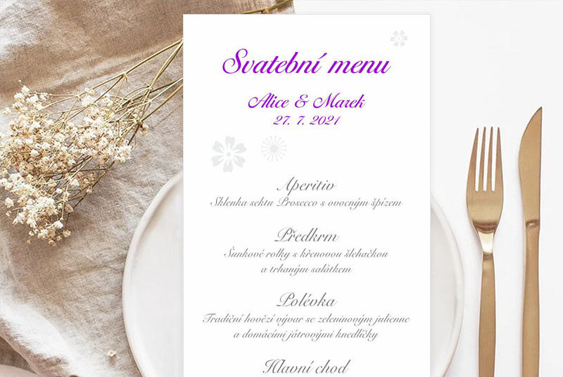 Svatební menu podle barvy svatby